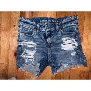 American Eagle Next Level‎ Stretch Denim Shorts Women Size 4 Blue T45-28